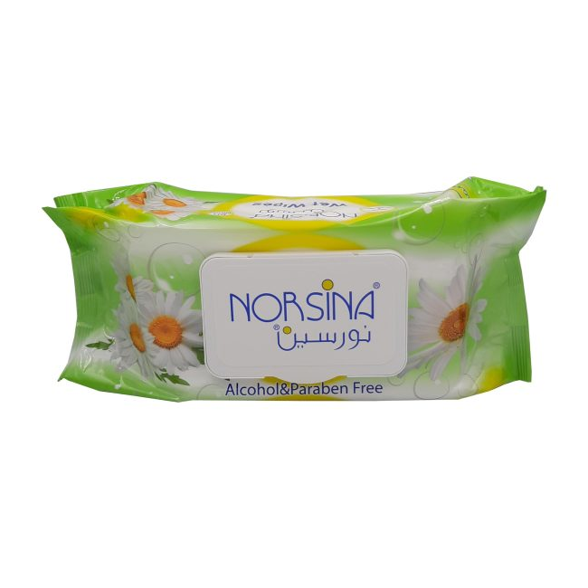 Norsina Baby Wipes with Chamomile Extract, Alcohol-Free, 120 Count