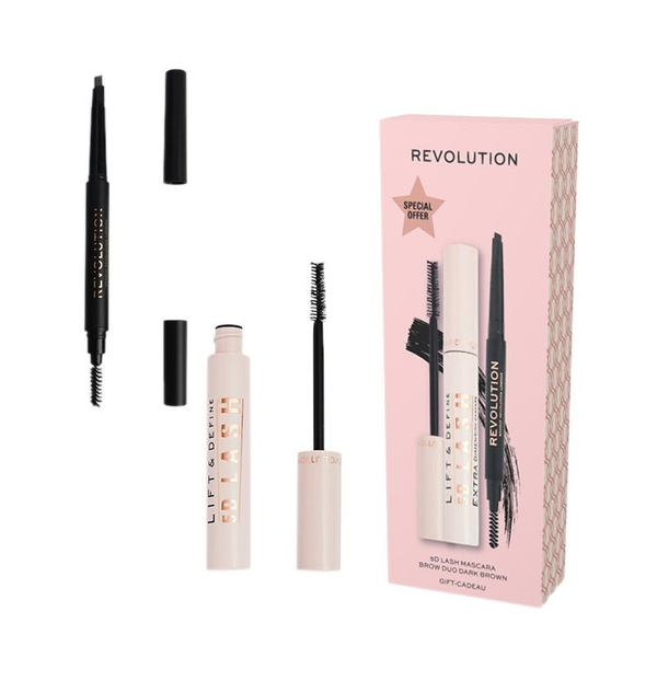 Revolution 5D Lash Mascara and Eyebrow Pencil Dark Brown Dual-Ended