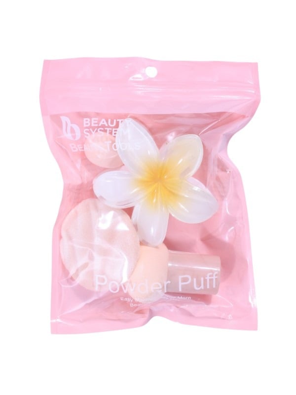 Makeup Sponge Pack 4 Piece Set with Hair Clip Beauty System Assorted Colors