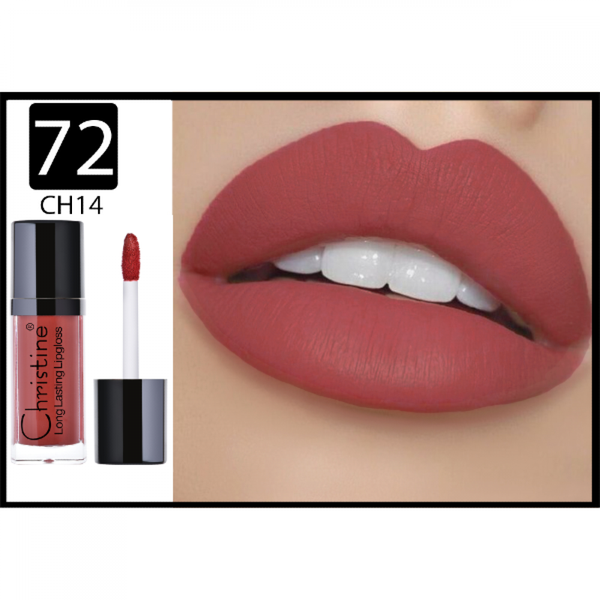 Christine Liquid Matte Lipstick No. 72W, Long-Lasting Moisturizing Formula