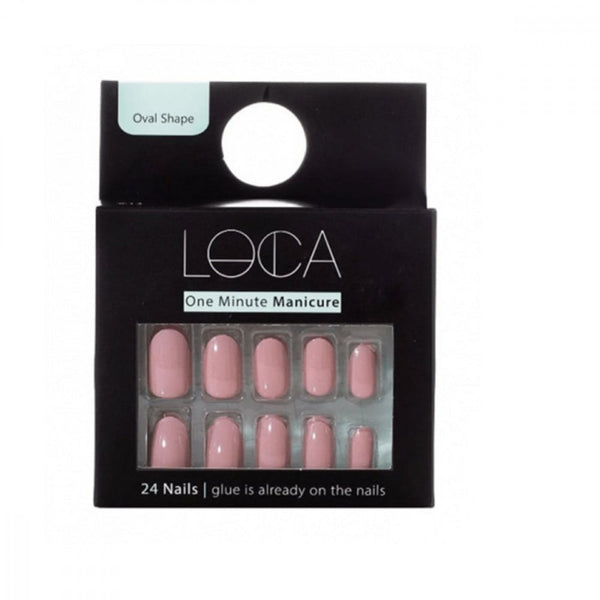 Loca Self-Adhesive Artificial Nails Oval Shape Pink 24 Pieces