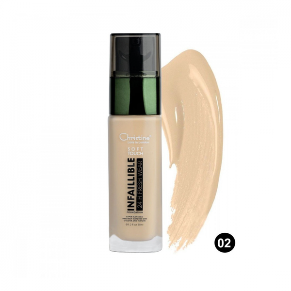Christine Soft Touch Infallible Foundation 02 30ml Long-Lasting