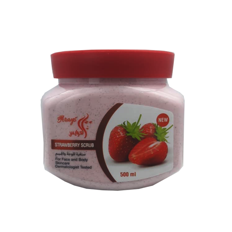 Al Arayes Brides Strawberry Body and Face Scrub, Exfoliating Cream, 500ml