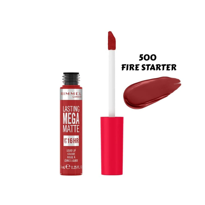 Rimmel London Lasting Mega Matte Liquid Lipstick 500 Fire Start 7.4ml