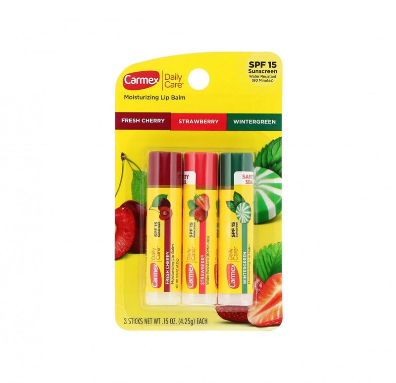 Carmex Daily Care Moisturizing Lip Balm, Protects Against Dryness, 3 x 4.25g