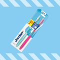 Jordan Medium Toothbrush, 2 Pack, Ergonomic Handle, Plaque Removal