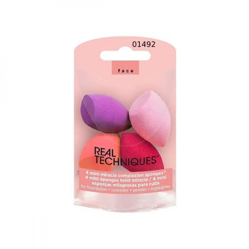 Real Techniques Mini Foundation Sponges, 4 Count, 3-in-1 Blending