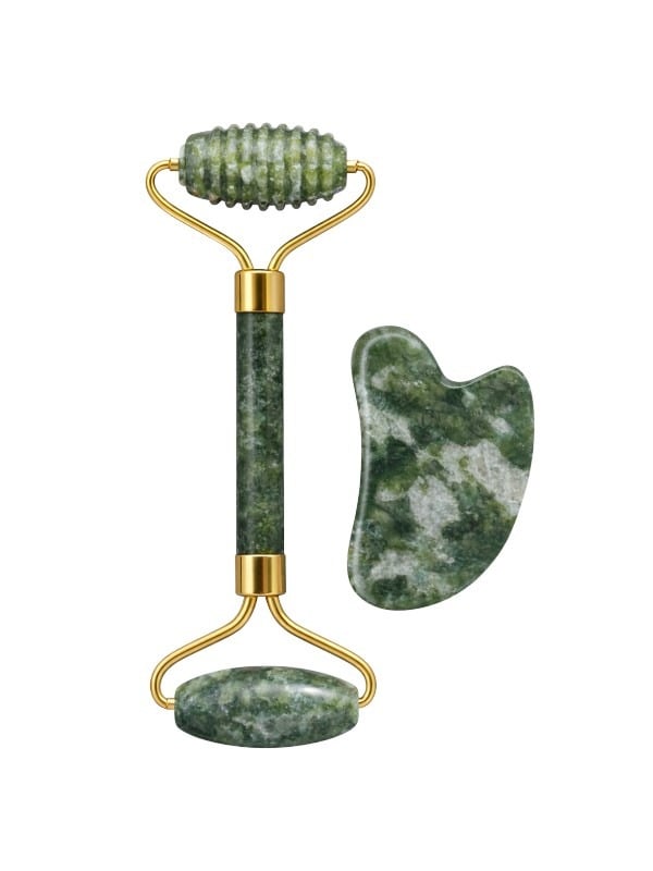 Real Beauty Facial Massage Tool Set - Cream Jade, 2 Pieces