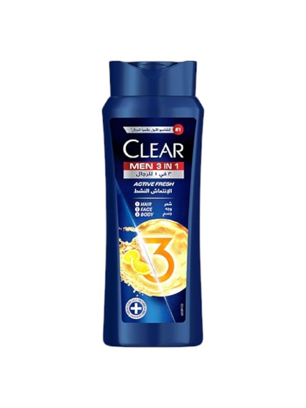 3-in-1 Shampoo Face and Body Wash Active Fresh Clear Men 600ml