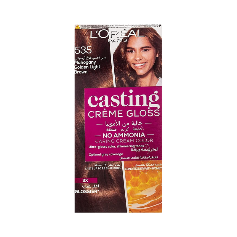 L'Oreal Paris Casting Creme Gloss Hair Dye 535 Light Golden Brown Purple 180ml