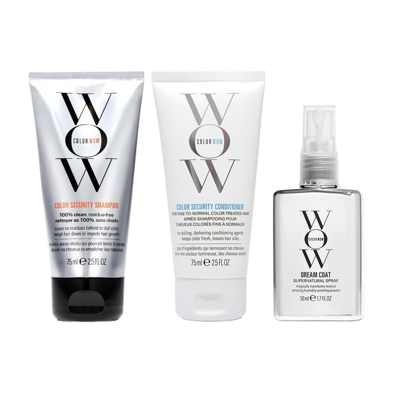 Color Wow Dream Smooth Travel Collection, 3-Piece Sulfate-Free Shampoo, Conditioner, Anti-Humidity Spray