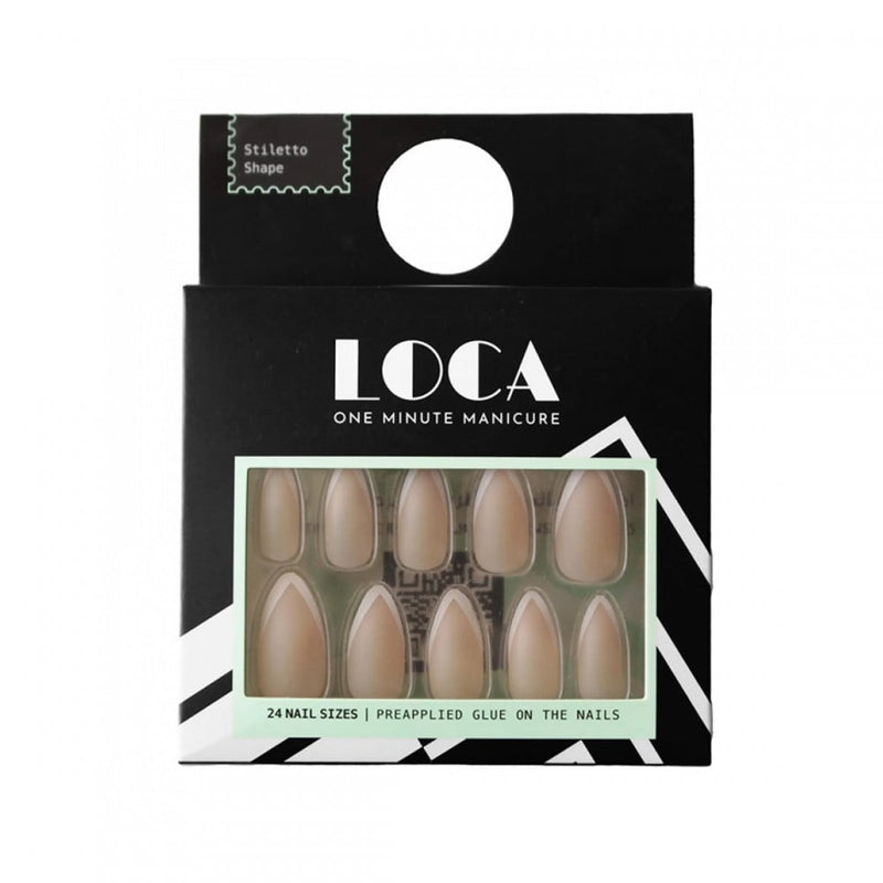 Luca Self-Adhesive Artificial Nails, French Style, Stiletto Shape, 24 Pieces