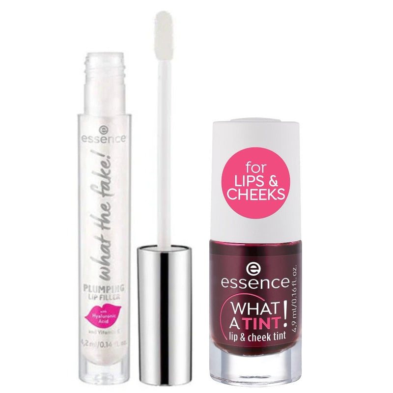 Essence Lip Tint & Plumper Combo Set - Hyaluronic Acid, Vitamin E - 2 Pieces