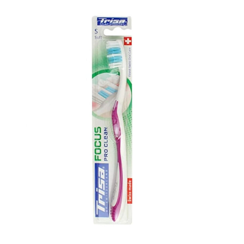 Trisa Soft Toothbrush with Ergonomic Handle for Sensitive Gums, Random Color