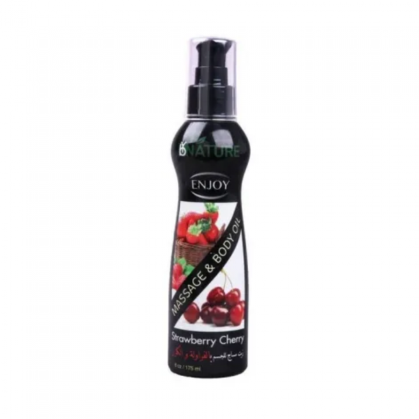 Enjoy Massage Oil Strawberry Cherry, Natural Moisturizing Body Oil, 175 ml