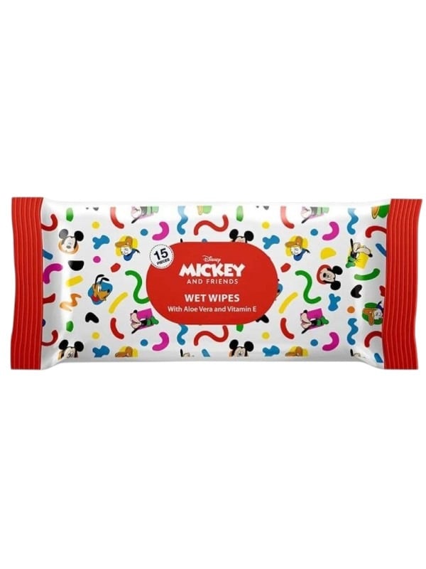 FabLab Mickey & Friends Wet Wipes for Kids with Aloe Vera & Vitamin E - 15 Count