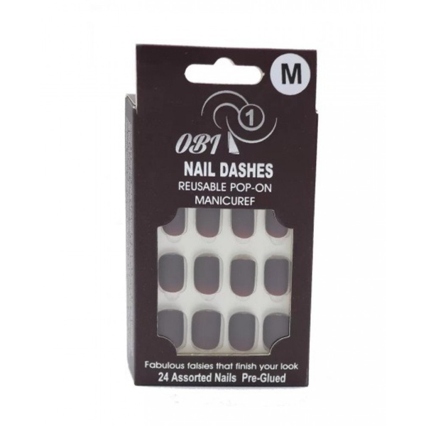 OP One Matte Adhesive Artificial Nails, 24 Count, Assorted Sizes for Instant Manicure