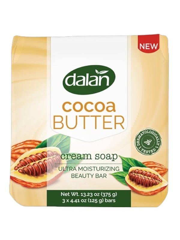 Dalan Cocoa Butter Cream Soap - Intensive Hydration, Softening, 3 x 125 g