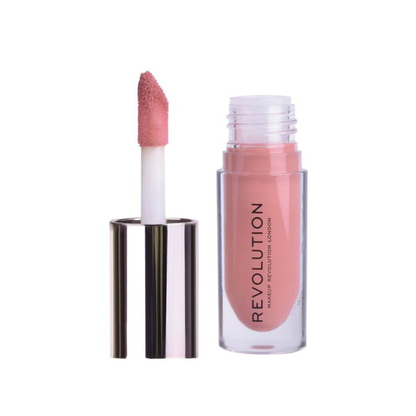 Revolution Pout Bomb Plumping Lip Gloss, Vitamin E, High-Shine, Kiss Nude