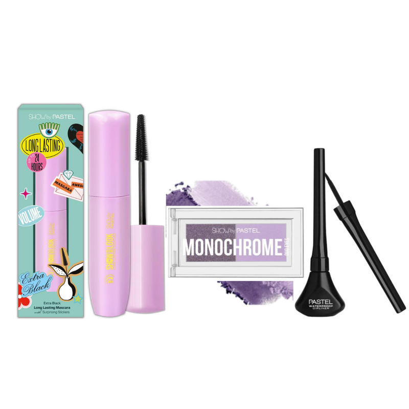 Pastel Lavender Touch Eye Set - 3 Pieces with Waterproof Mascara