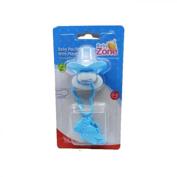 Baby Zone Silicone Pacifier with Chain, 0-6 Months, Clear