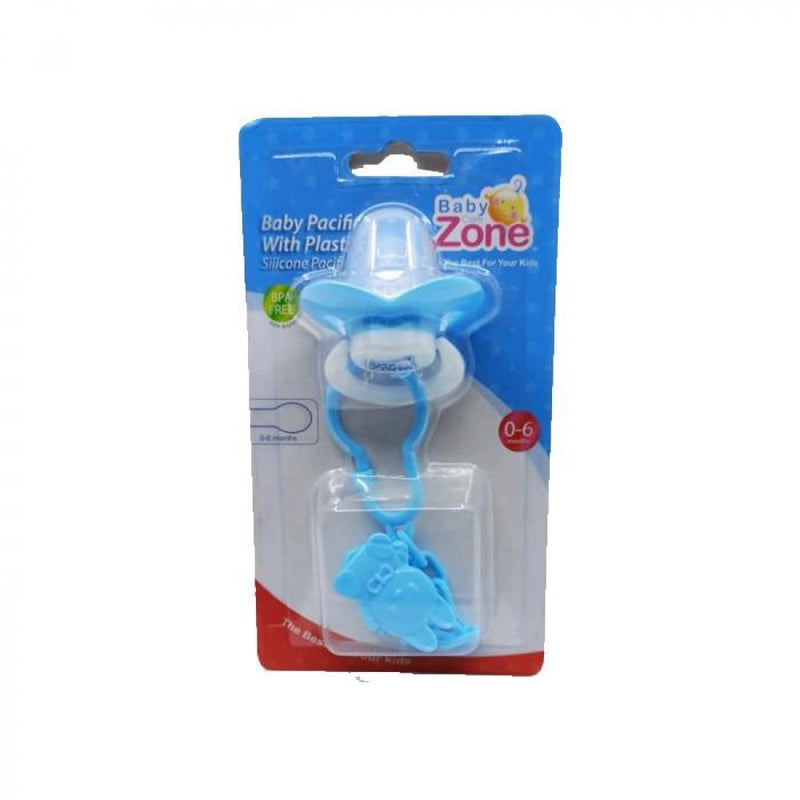 Baby Zone Silicone Pacifier with Chain, 0-6 Months, Clear