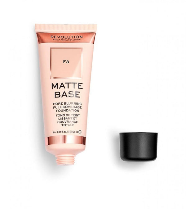 Revolution Matte Base Foundation F3, Full Coverage, Matte Finish