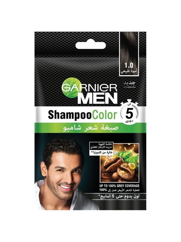 Garnier Men Shampoo Hair Color, 1.0 Natural Black