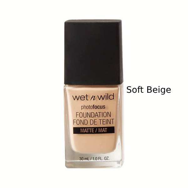 Wet n Wild Photo Focus Foundation, Matte Finish, Soft Beige, 30 ml