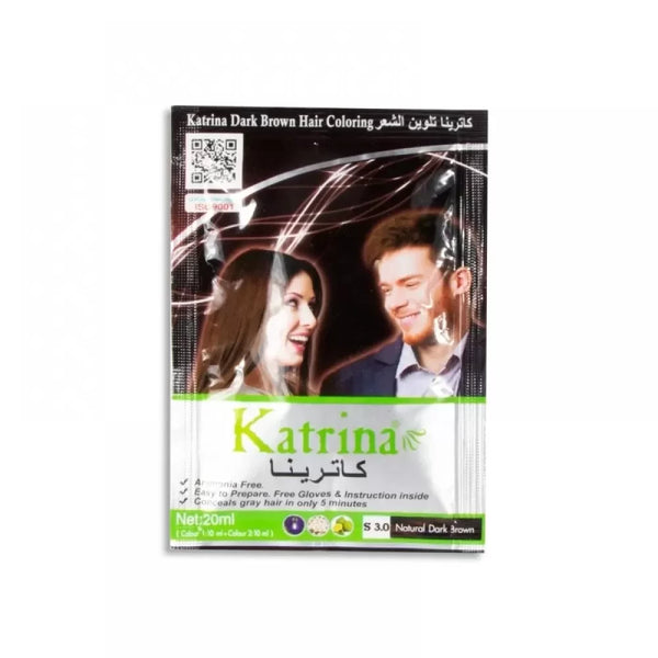 Katrina Hair Coloring Shampoo, Brown, Gray Coverage, 5-Minute Application, 20ml
