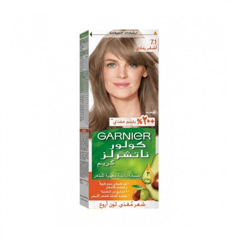 Garnier Hair Dye 7.1 Ash Blonde, Gray Coverage, 112ml