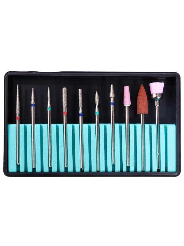 Electric Nail Drill Bits Set - 10 Pieces for Shaping and Refining