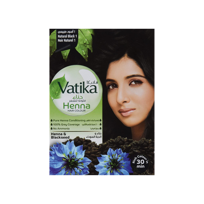 Black Henna Hair Dye Natural Ammonia-Free Colouring Vatika 60g