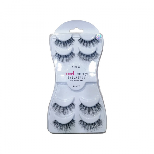 Red Cherry HD02 4-in-1 Natural Human Hair False Eyelashes Kit Black