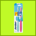 Jordan Medium Toothbrush, 2 Pack, Ergonomic Handle, Plaque Removal