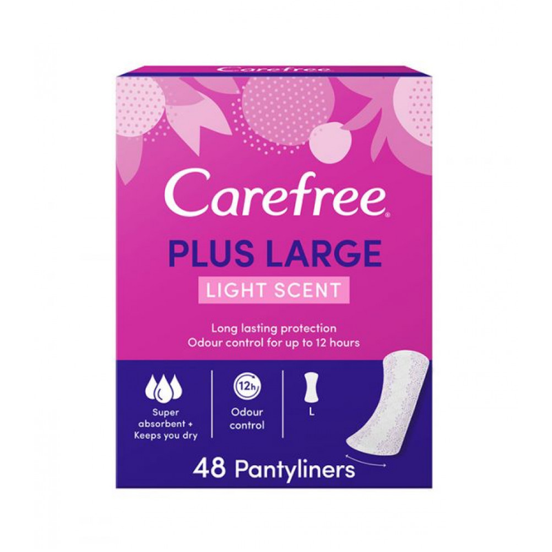 Carefree Plus Daily Pads Large Size Light Scent 48 Count
