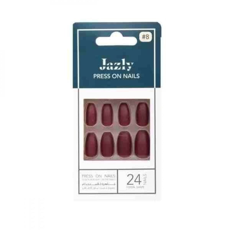 Jazzy Self-Adhesive Artificial Nails Deep Red Coven No. 8, 24 Pieces