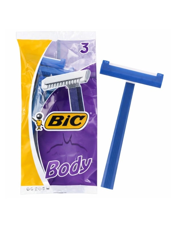 BIC Body Disposable Razors for Men & Women – 3 Count Pack, Single-Blade Disposable Shaving Razors, Smooth and Comfortable Shave, Lightweight Handle, Travel-Friendly Grooming Razors