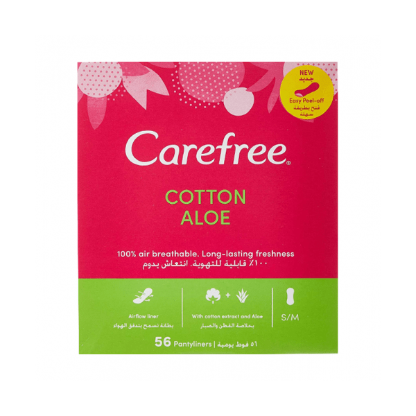 Carefree Daily Pads with Aloe Vera and Cotton Extract, 56 Count