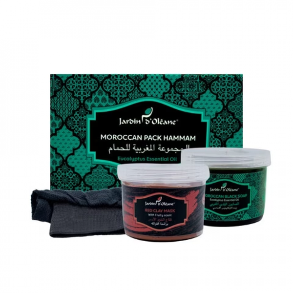 Jardin d'Oleane Moroccan Bath Set Eucalyptus Oil Red Clay Mask