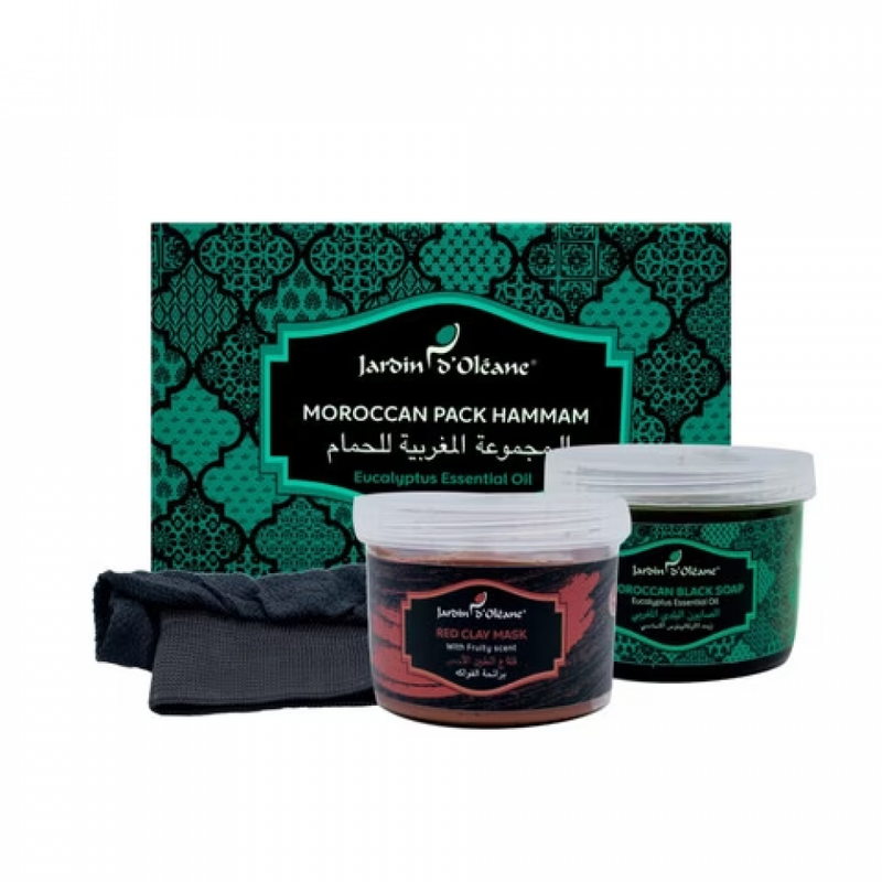 Jardin d'Oleane Moroccan Bath Set Eucalyptus Oil Red Clay Mask
