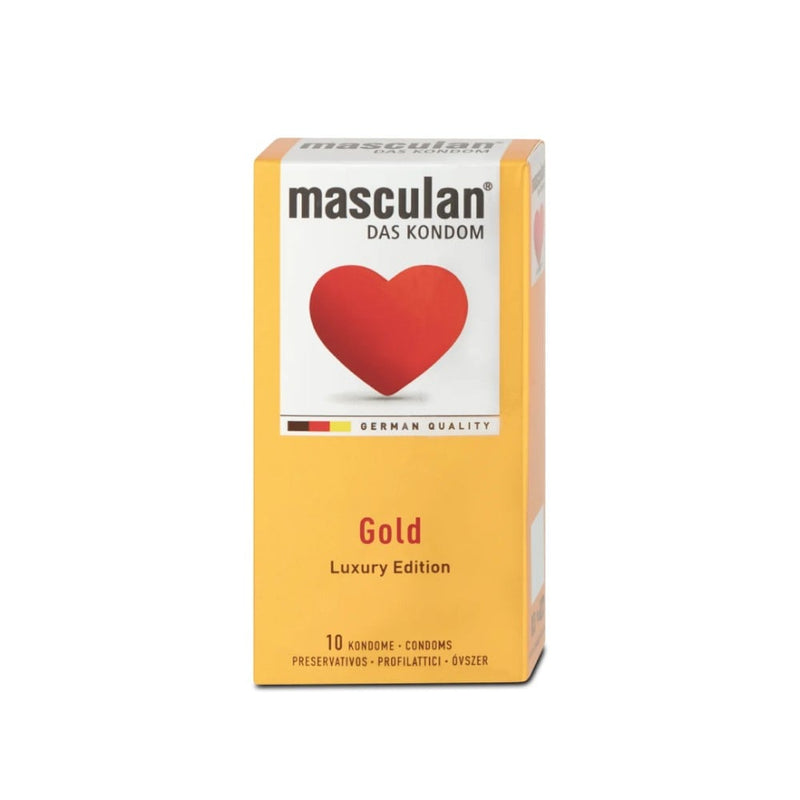 Masculan Gold Natural Latex Condoms, Lubricated, 10 Pack