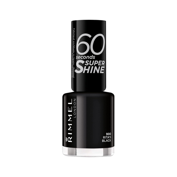 Rimmel 60 Seconds Super Shine Nail Polish Rita Black Quick Dry 8ml