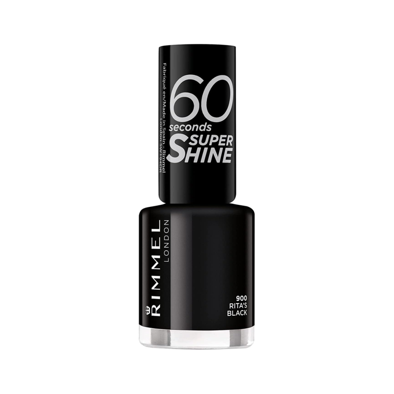 Rimmel 60 Seconds Super Shine Nail Polish Rita Black Quick Dry 8ml