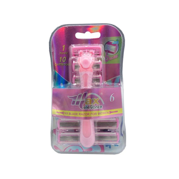 Max Elegance 10-in-1 Women's Razor with 6-Blade Cartridges and Aloe Vera Strip