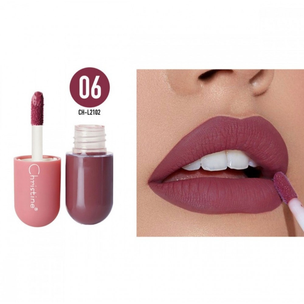 Christine Mini Matte Liquid Lipstick 06, Long-Lasting Lip Makeup
