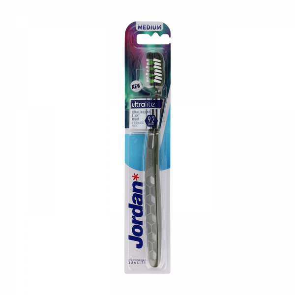 Jordan Ultra Light Medium Toothbrush with Ergonomic Grip, 50% Less Plastic