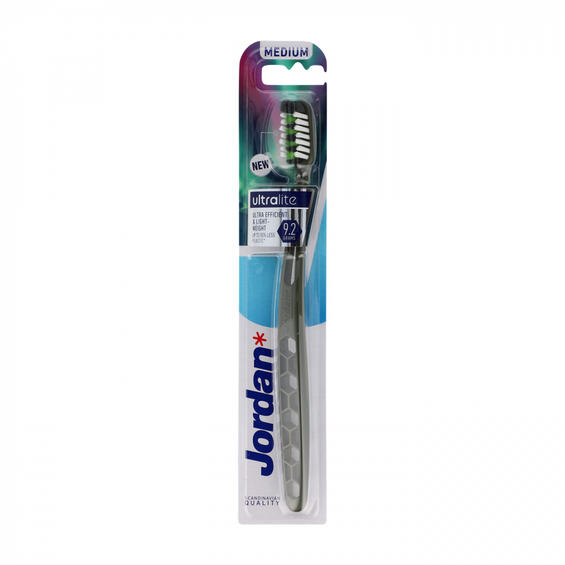 Jordan Ultra Light Medium Toothbrush with Ergonomic Grip, 50% Less Plastic