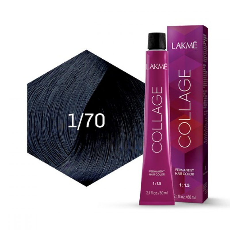 Lakme Collage Permanent Hair Dye 1/70 Bluish Black Ammonia-Free 60ml