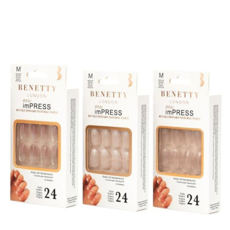 Benetti London Empress Nail Set, Natural Look, 3 Pieces
